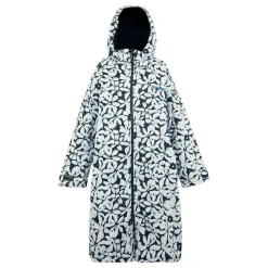 Adult Waterproof Changing Robe | Navy White Large Floral