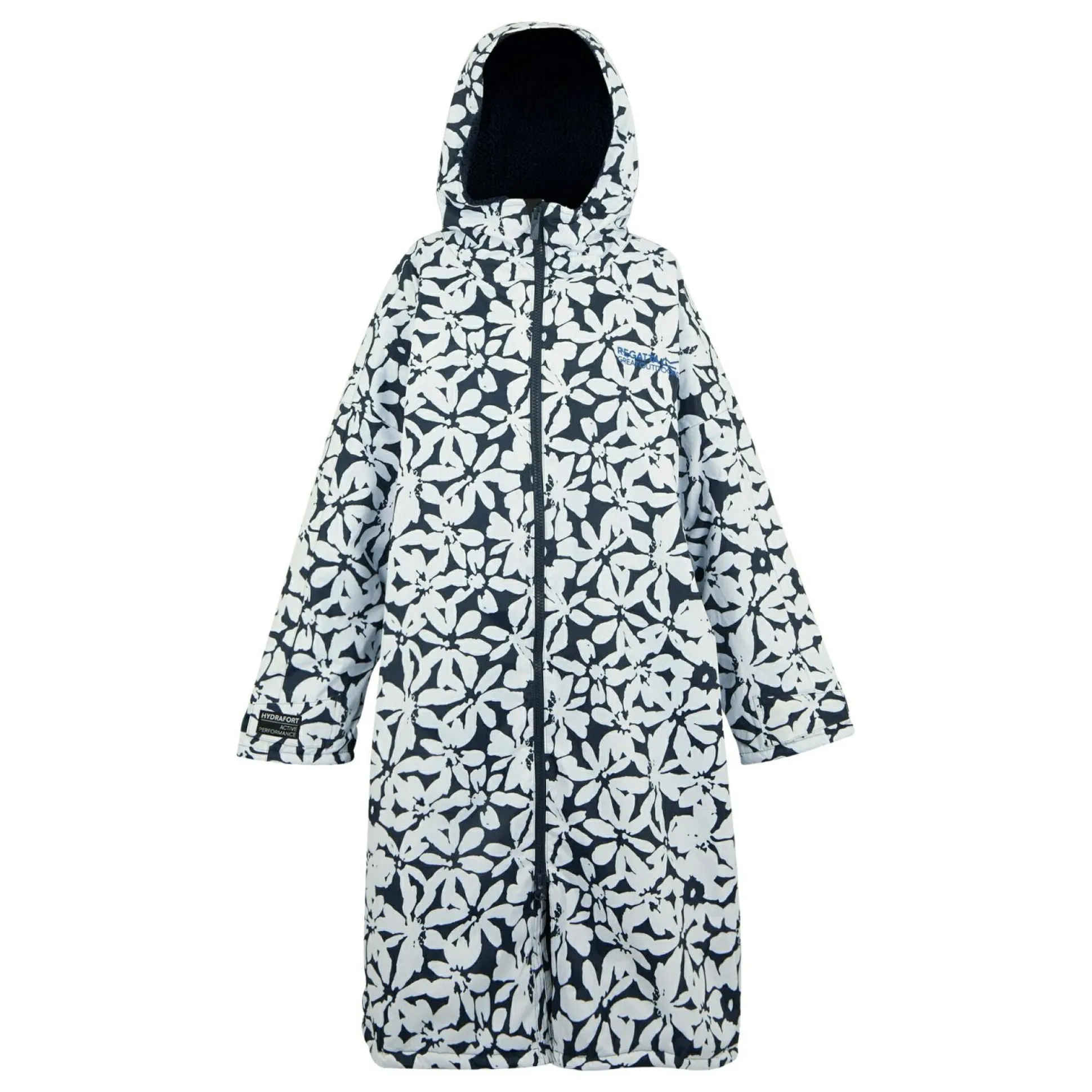 Adult Waterproof Changing Robe | Navy White Large Floral