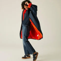 Adult Waterproof Changing Robe | Navy Rusty Orange Lining