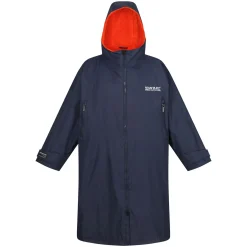 Adult Waterproof Changing Robe | Navy Rusty Orange Lining