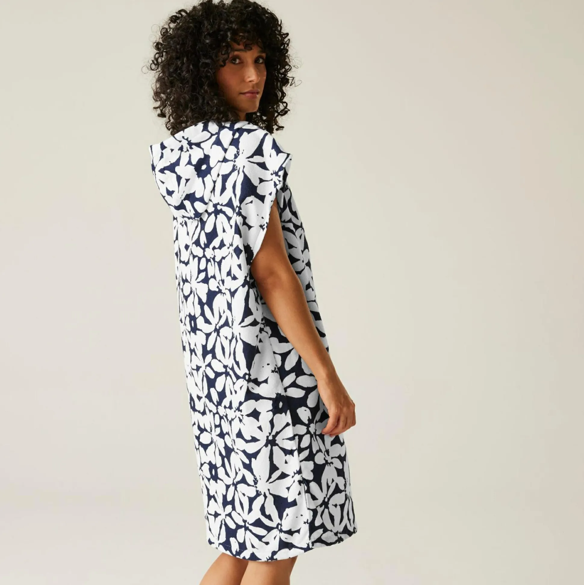 Adult's Towel Robe | Navy White Large Floral