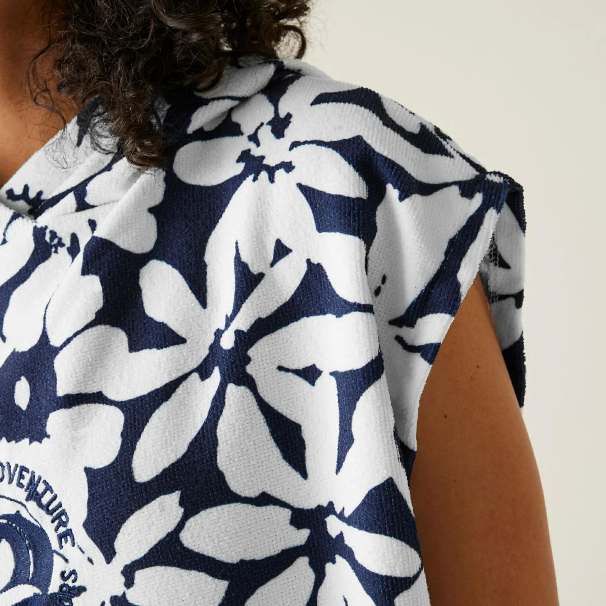 Adult's Towel Robe | Navy White Large Floral