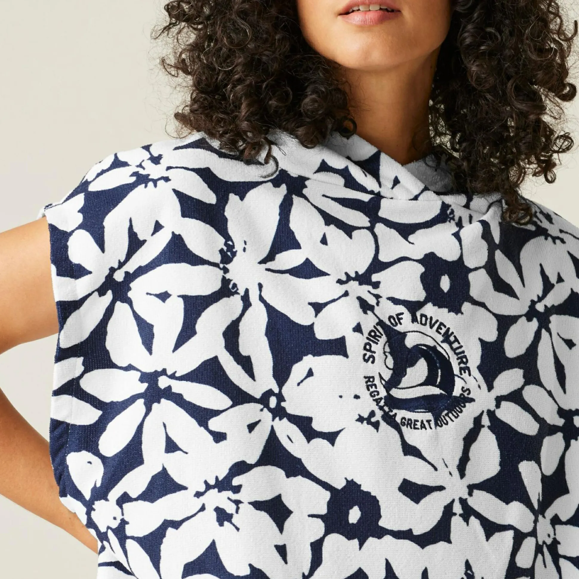 Adult's Towel Robe | Navy White Large Floral