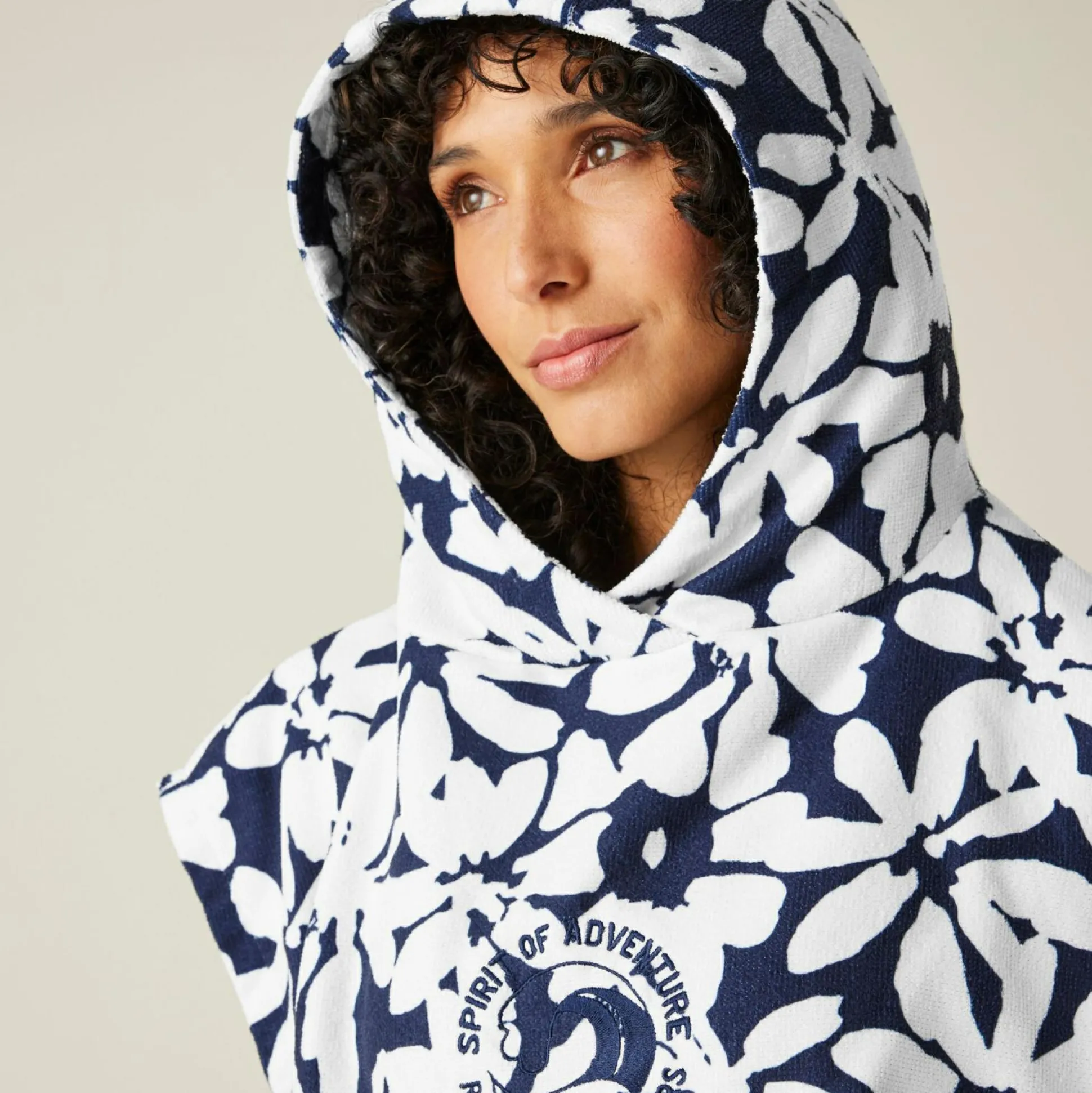 Adult's Towel Robe | Navy White Large Floral