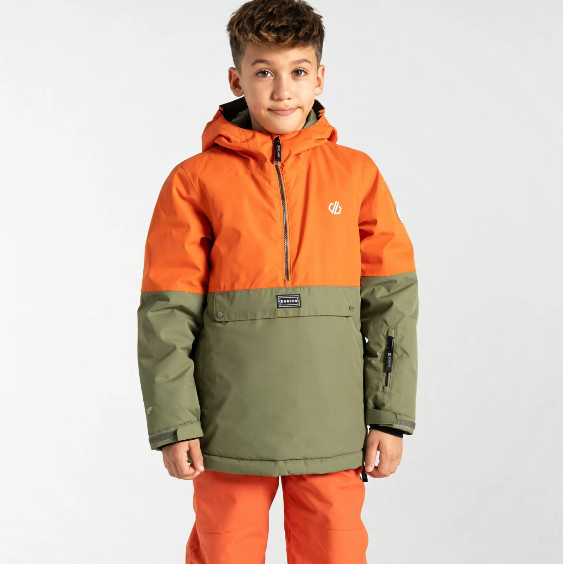 Dare 2b - Kids' Freehand Overhead Ski Jacket | Orange Rust Green