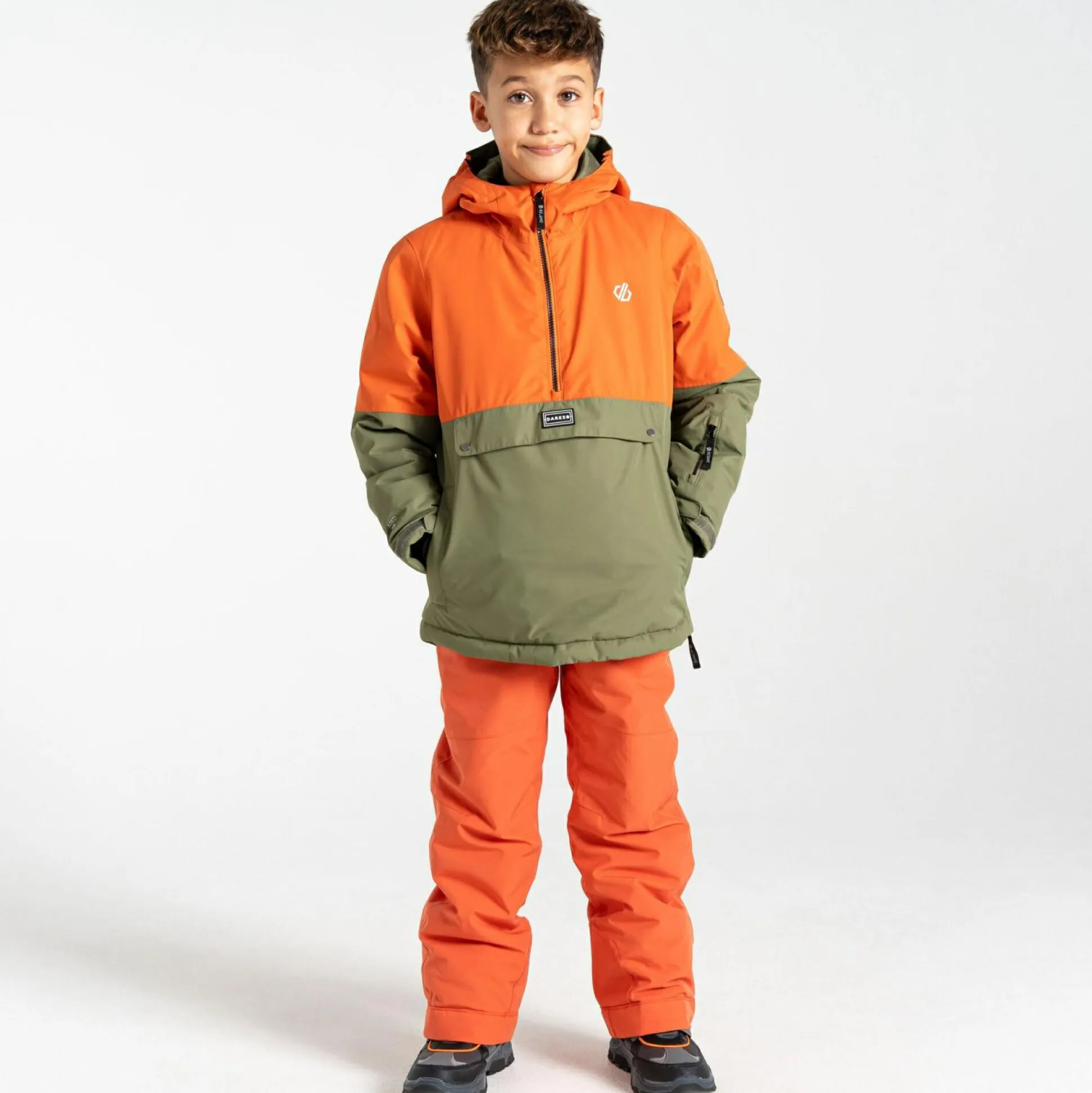 Dare 2b - Kids' Freehand Overhead Ski Jacket | Orange Rust Green