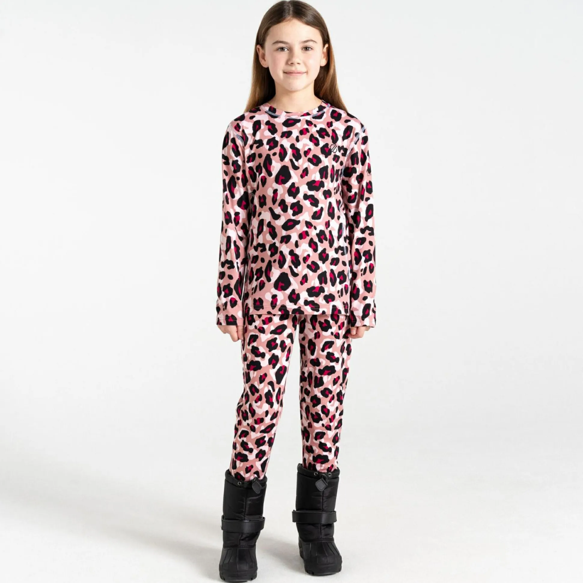 Dare 2b - Kids' Pow II Baselayer Set | Dusty Rose Cheetah Print