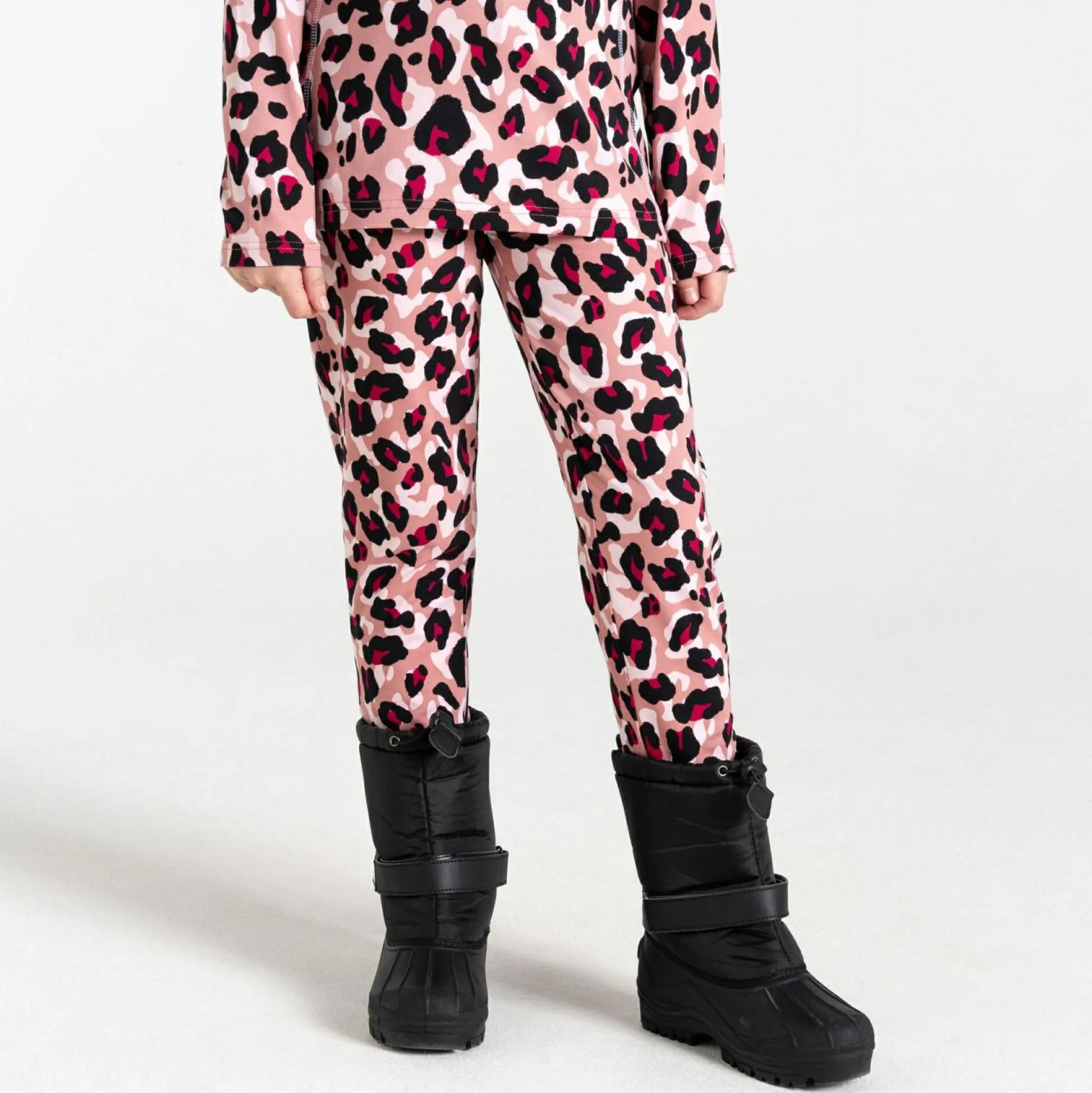 Dare 2b - Kids' Pow II Baselayer Set | Dusty Rose Cheetah Print