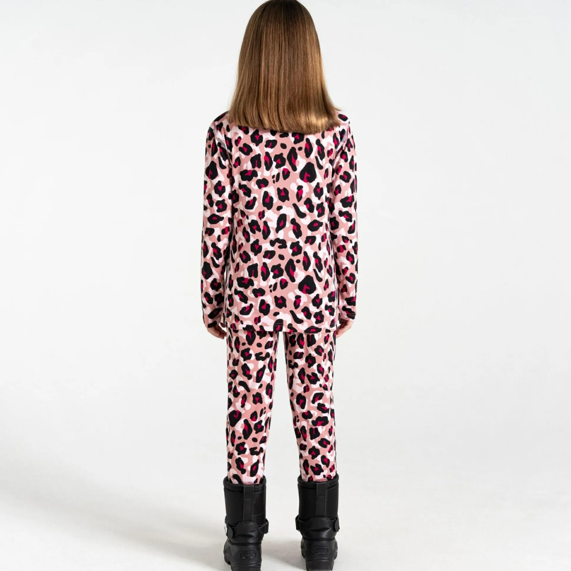 Dare 2b - Kids' Pow II Baselayer Set | Dusty Rose Cheetah Print