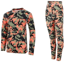 Dare 2b - Kids' Pow II Baselayer Set | Rusty Orange Camo Print