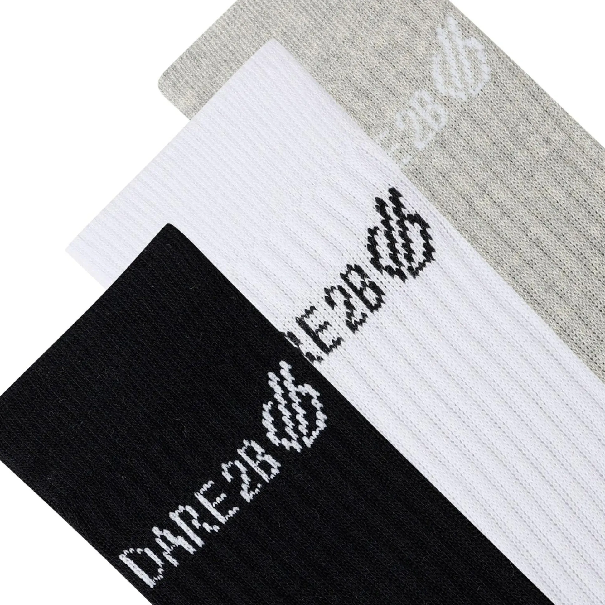 Dare 2b - Pack of 3 Unisex Crew Socks | Black / White / Grey Marl