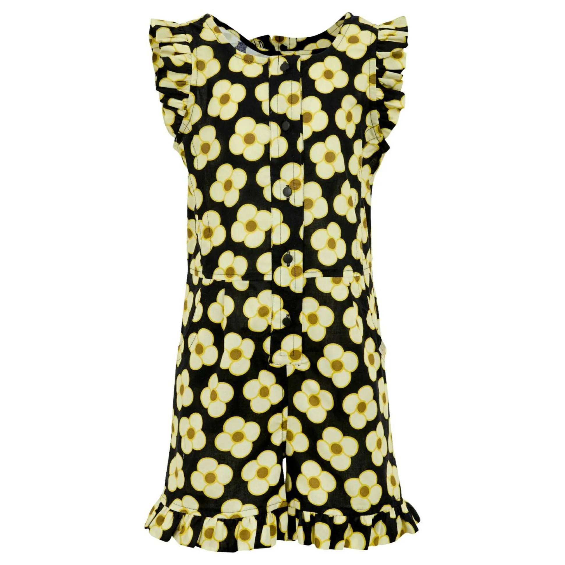 Girls Orla Kiely Playsuit | Spinning Flower Black