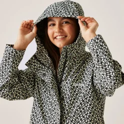 Girls Orla Kiely Swing Waterproof Jacket | Jasmine Flower Black
