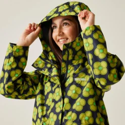 Girls Orla Kiely Swing Waterproof Jacket | Spinning Flower Navy