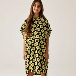 Girls Orla Kiely Towelling Robe | Spinning Flower Black