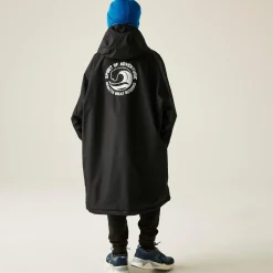 Junior Waterproof Changing Robe | Black Oxford Blue