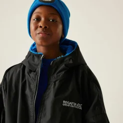 Junior Waterproof Changing Robe | Black Oxford Blue