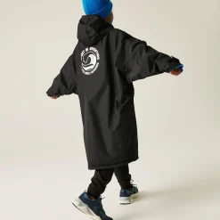 Junior Waterproof Changing Robe | Black Oxford Blue