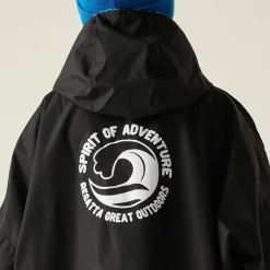 Junior Waterproof Changing Robe | Black Oxford Blue