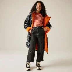 Junior Waterproof Changing Robe | Black Camo Persimmon