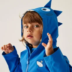 Kids' Animal Print Waterproof Jacket | Bubbles The Shark Hawaiian Blue