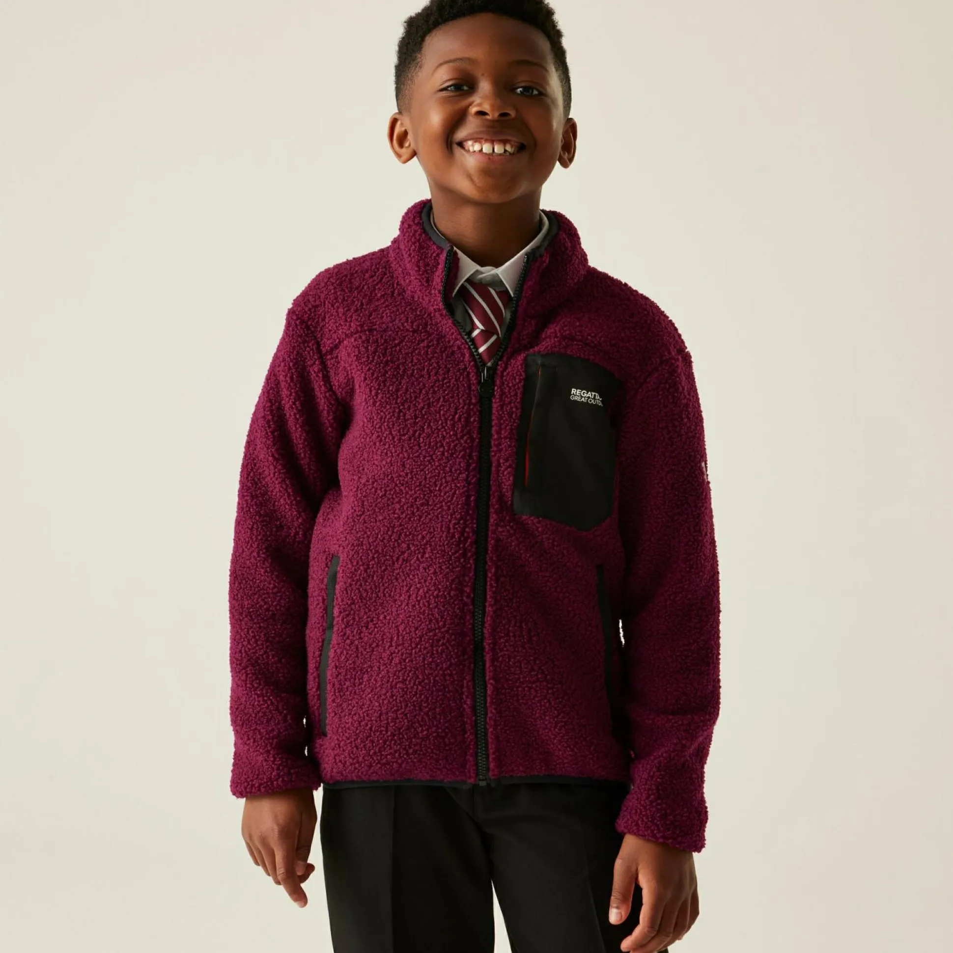 Kids' Frankie Warm Full Zip Fleece | Dark Pimento