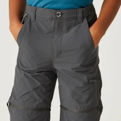 Kids' Highton Stretch Zip Off Walking Trousers | Seal Grey