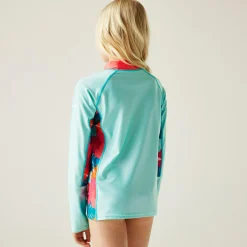 Kids' Hoku II Swim Top | Aruba Blue Peach Bloom Tropical Leaf