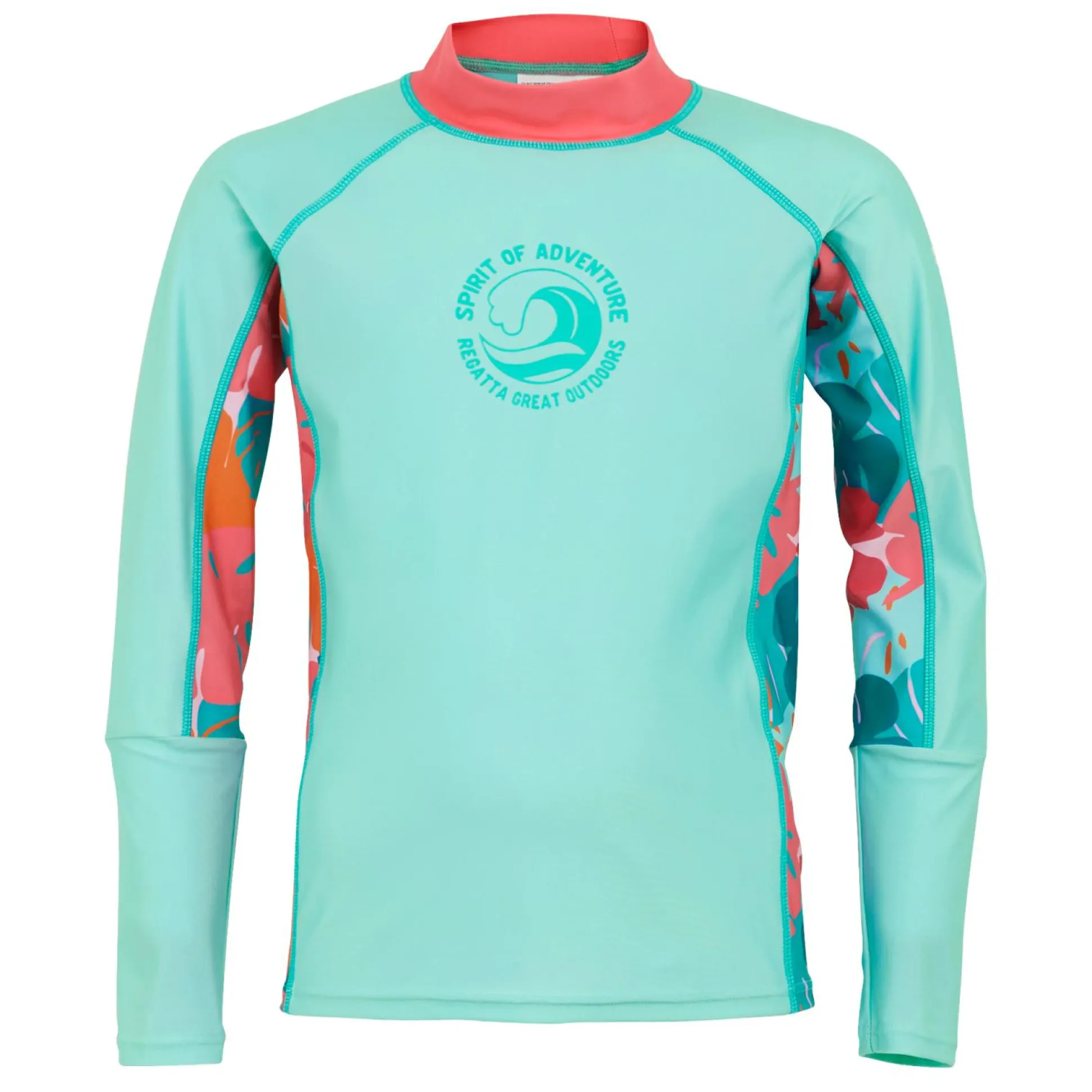 Kids' Hoku II Swim Top | Aruba Blue Peach Bloom Tropical Leaf