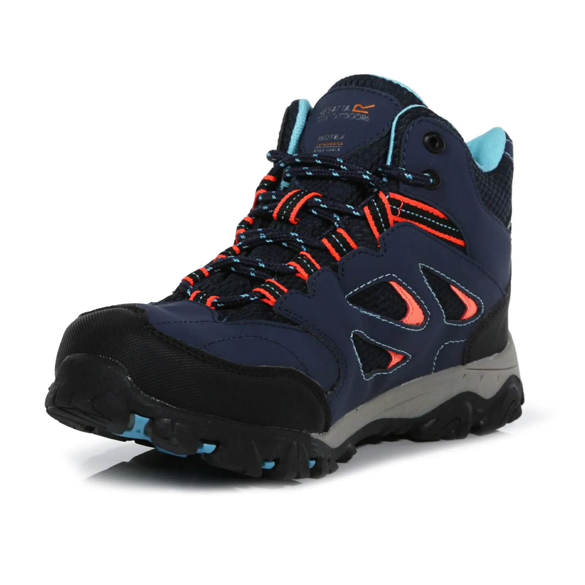 Kids' Holcombe Waterproof Mid Walking Boots | Navy Fiery Coral
