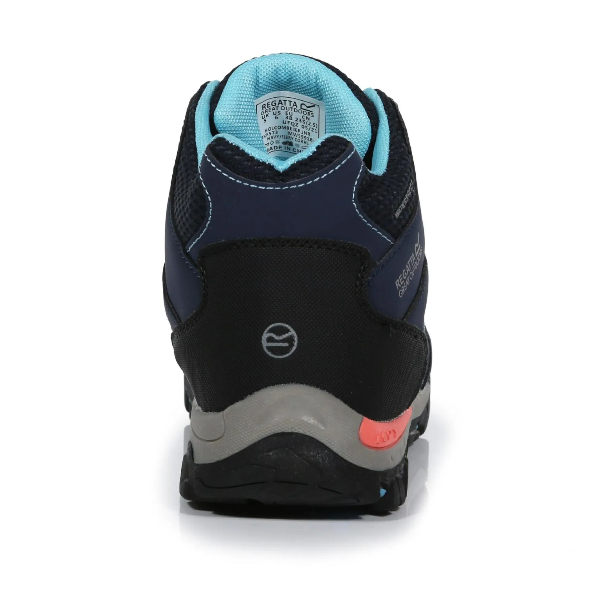 Kids' Holcombe Waterproof Mid Walking Boots | Navy Fiery Coral