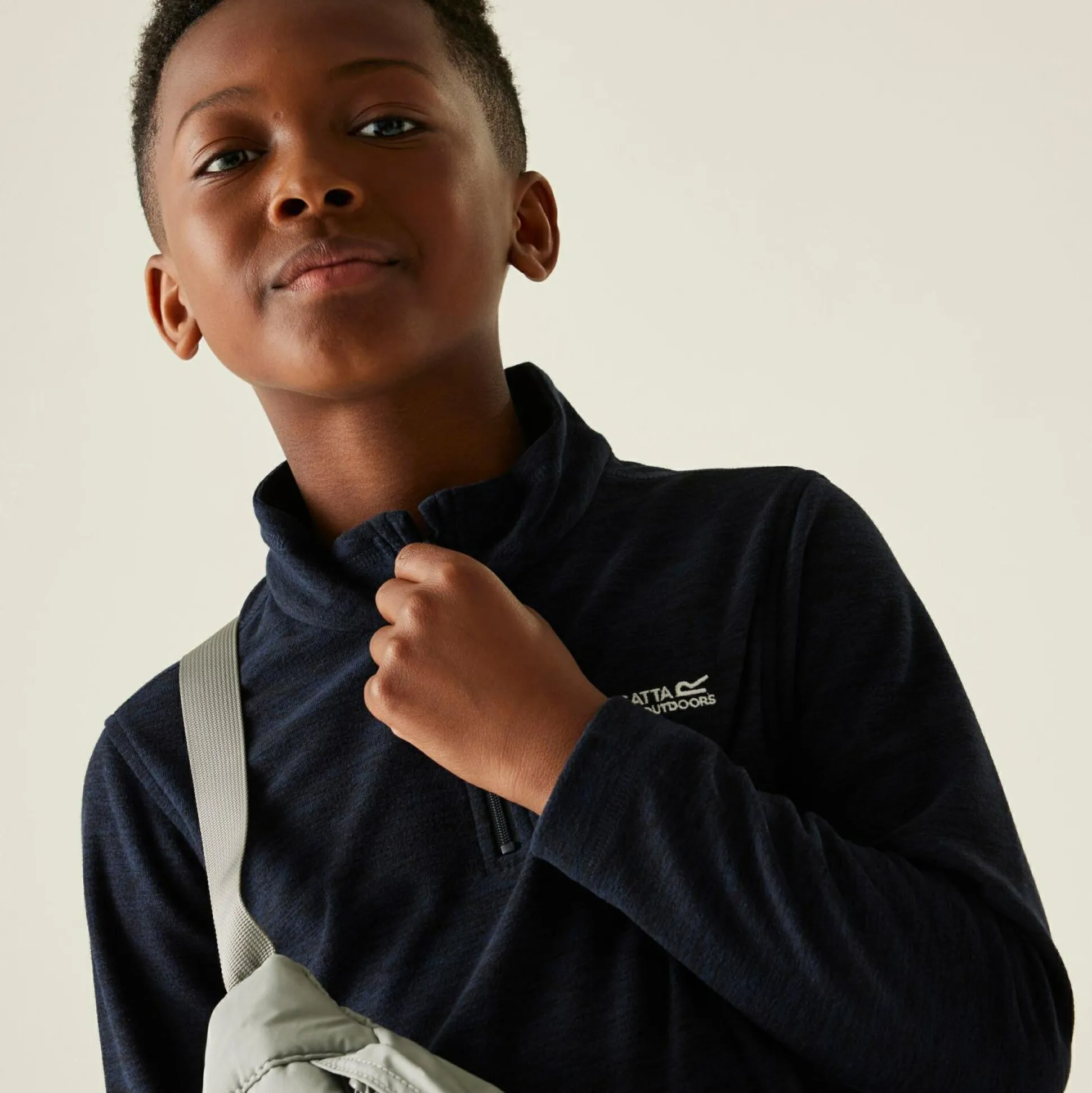 Kids' Hot Shot Marl Half Zip Fleece | Navy Blue