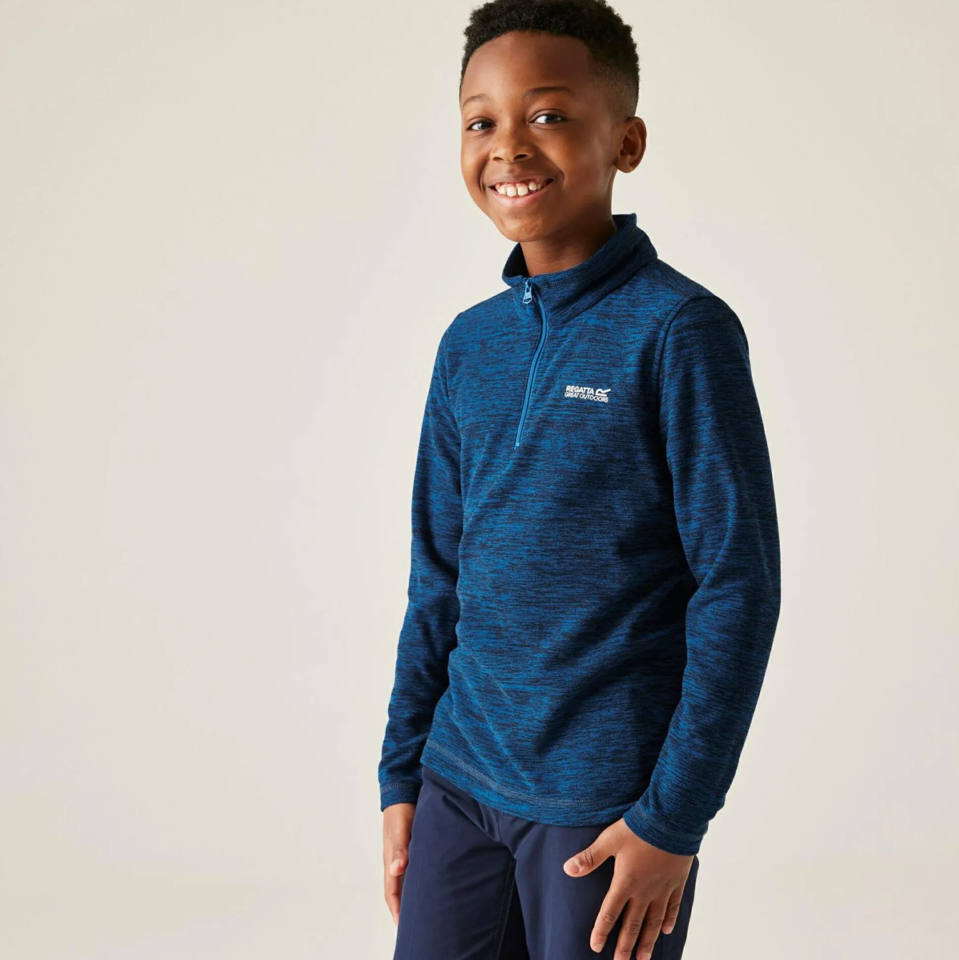 Kids' Hot Shot Marl Half Zip Fleece | Blue
