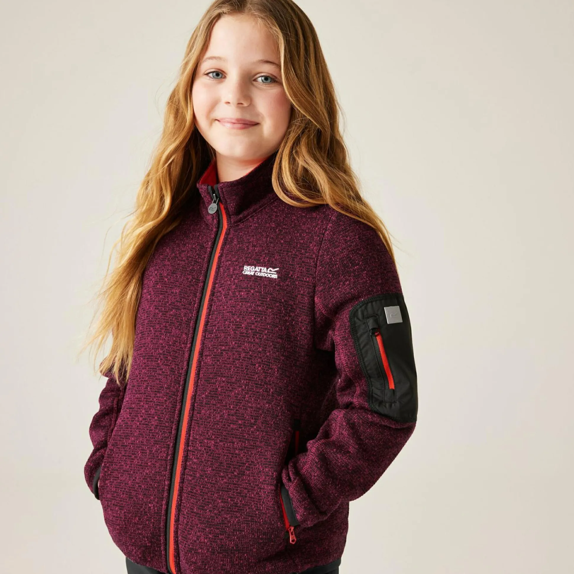 Kids' Junior Newhill Full Zip Fleece | Dark Pimento