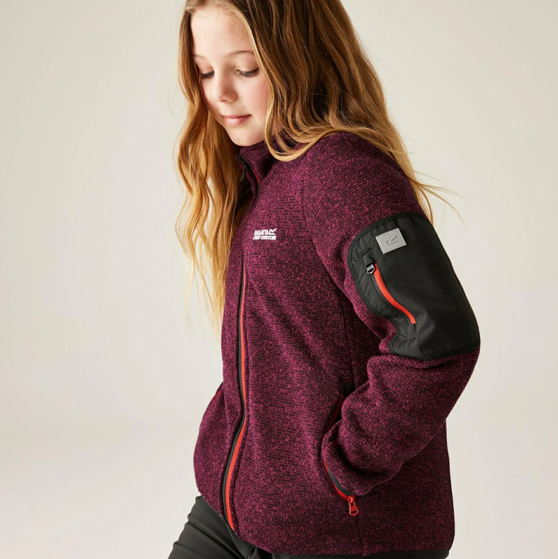Kids' Junior Newhill Full Zip Fleece | Dark Pimento
