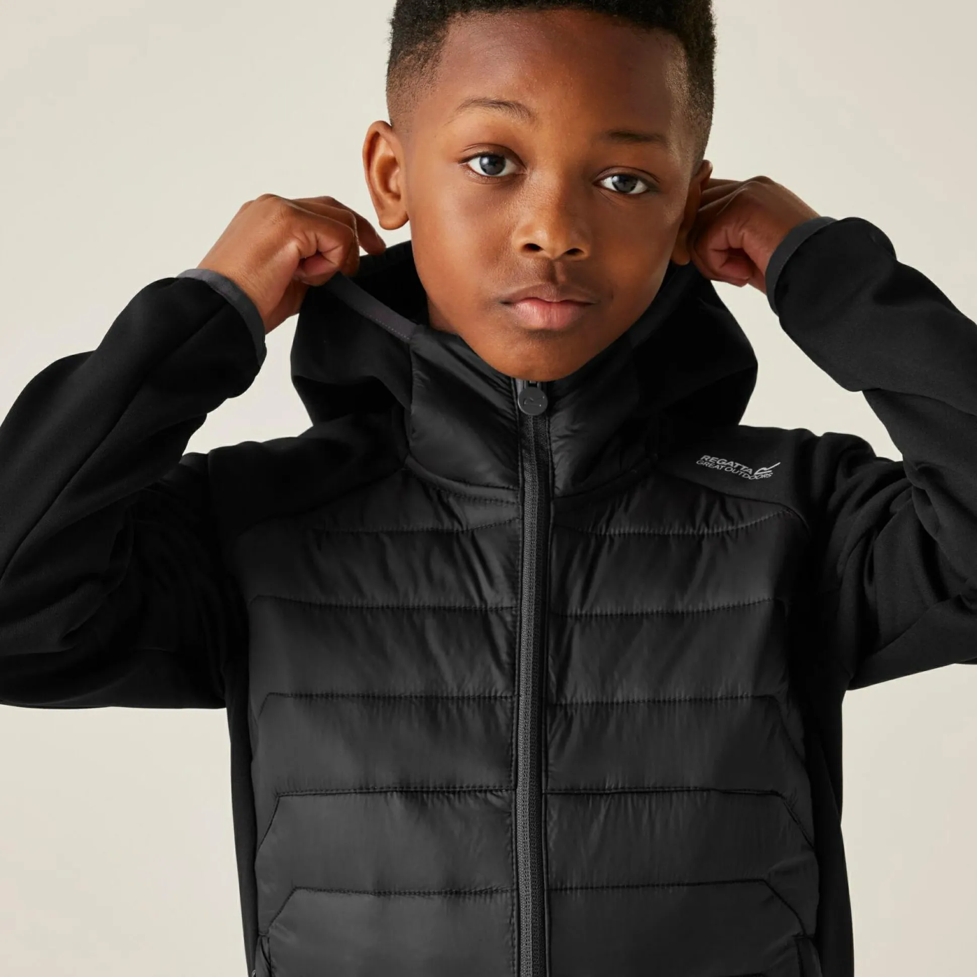 Kids' Kielder IX Hybrid Jacket | Black Seal Grey