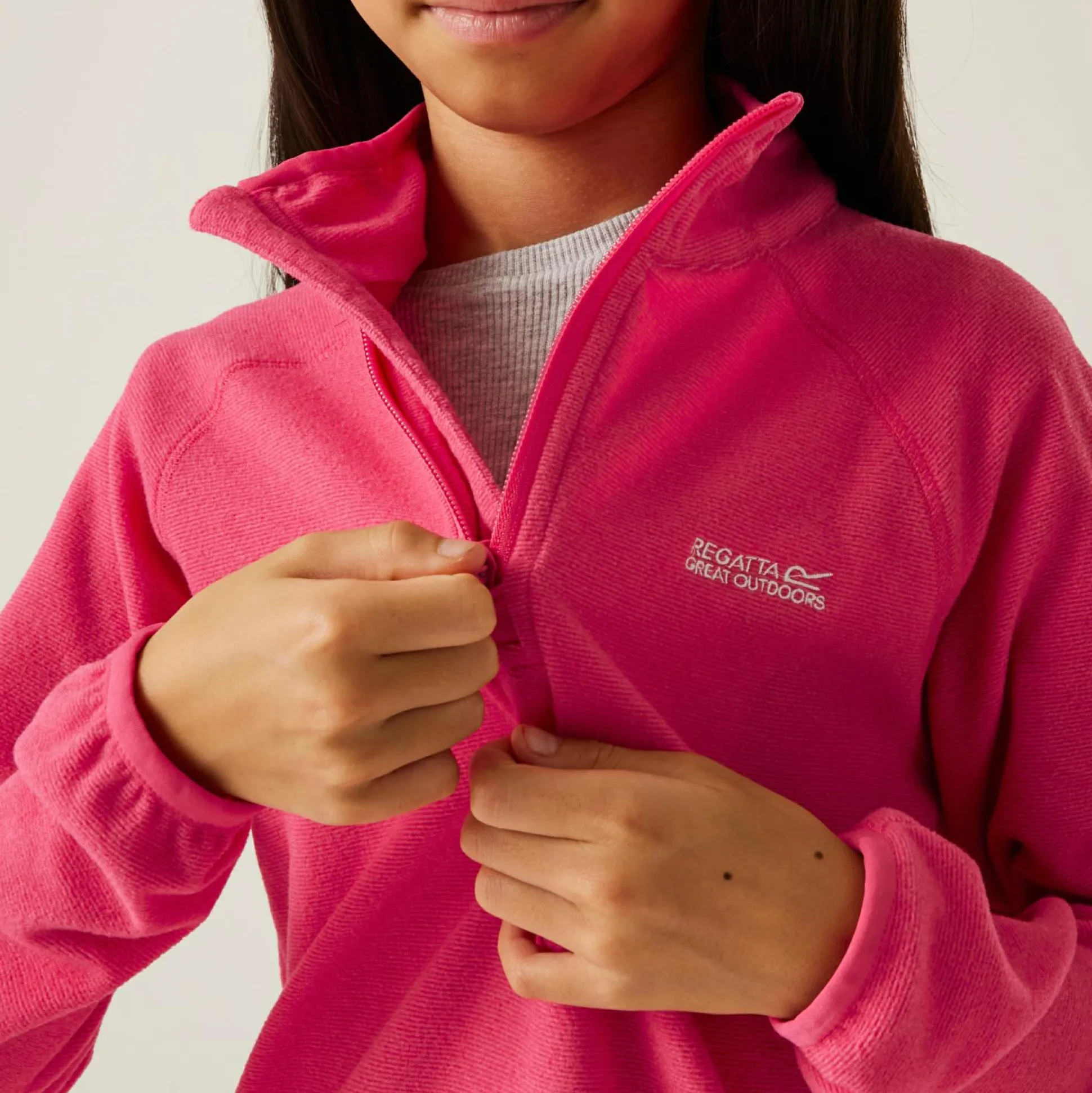 Kids' Loco Half Zip Fleece | Raspberry Pink