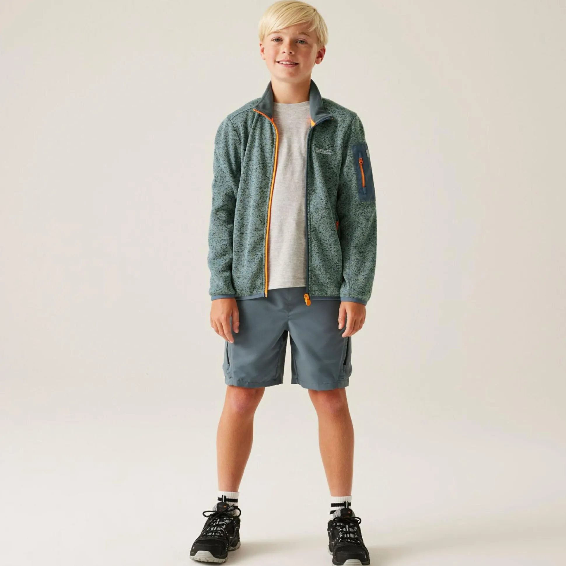 Kids' Newhill Fleece | Glacier Stormy Weather Bright Marigold