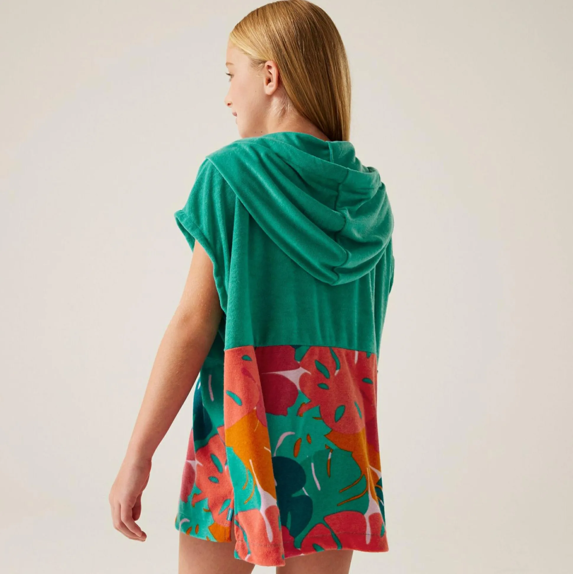 Kids' Towel Robe II | Turquoise/Tropical Leaf