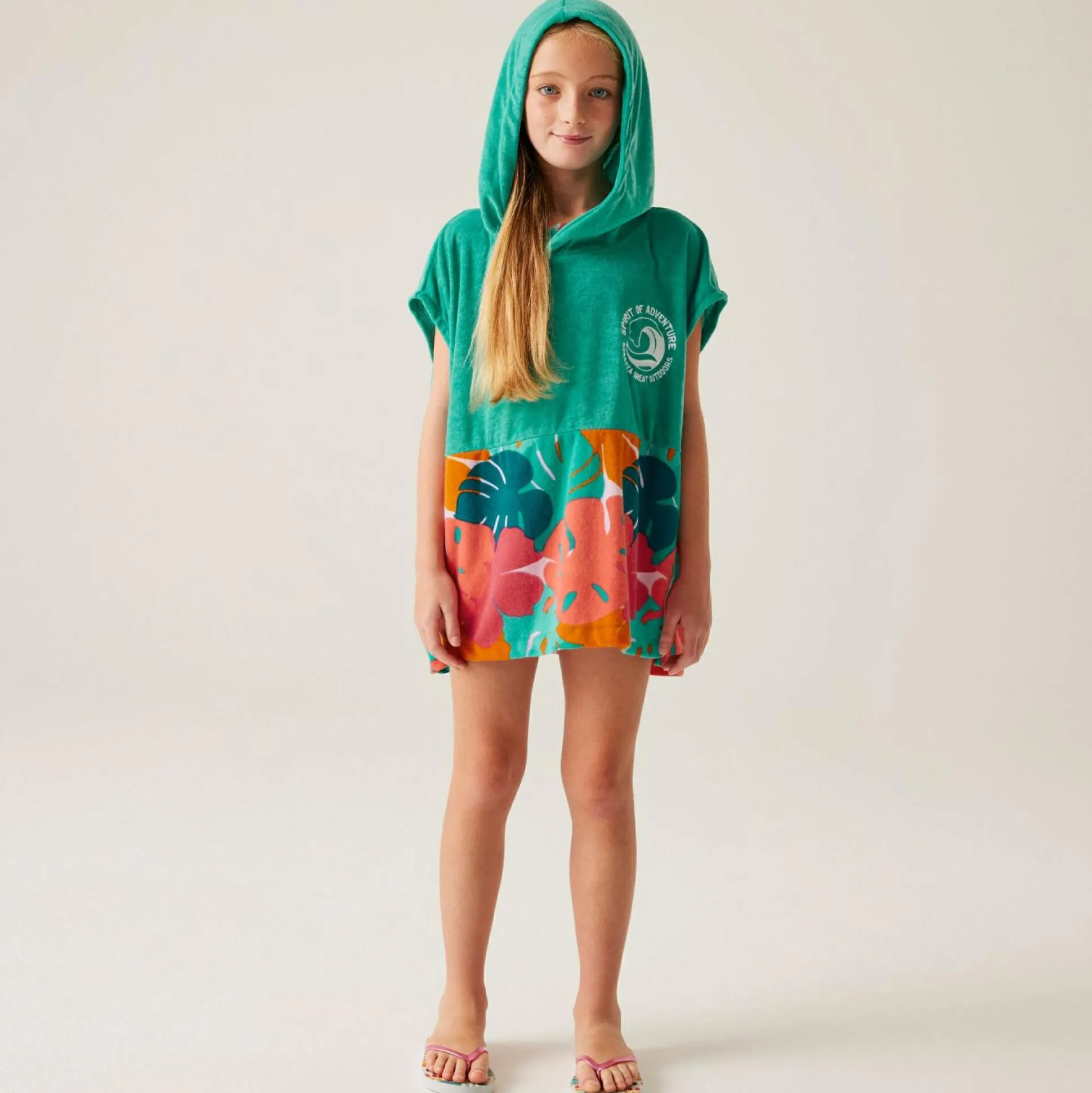 Kids' Towel Robe II | Turquoise/Tropical Leaf
