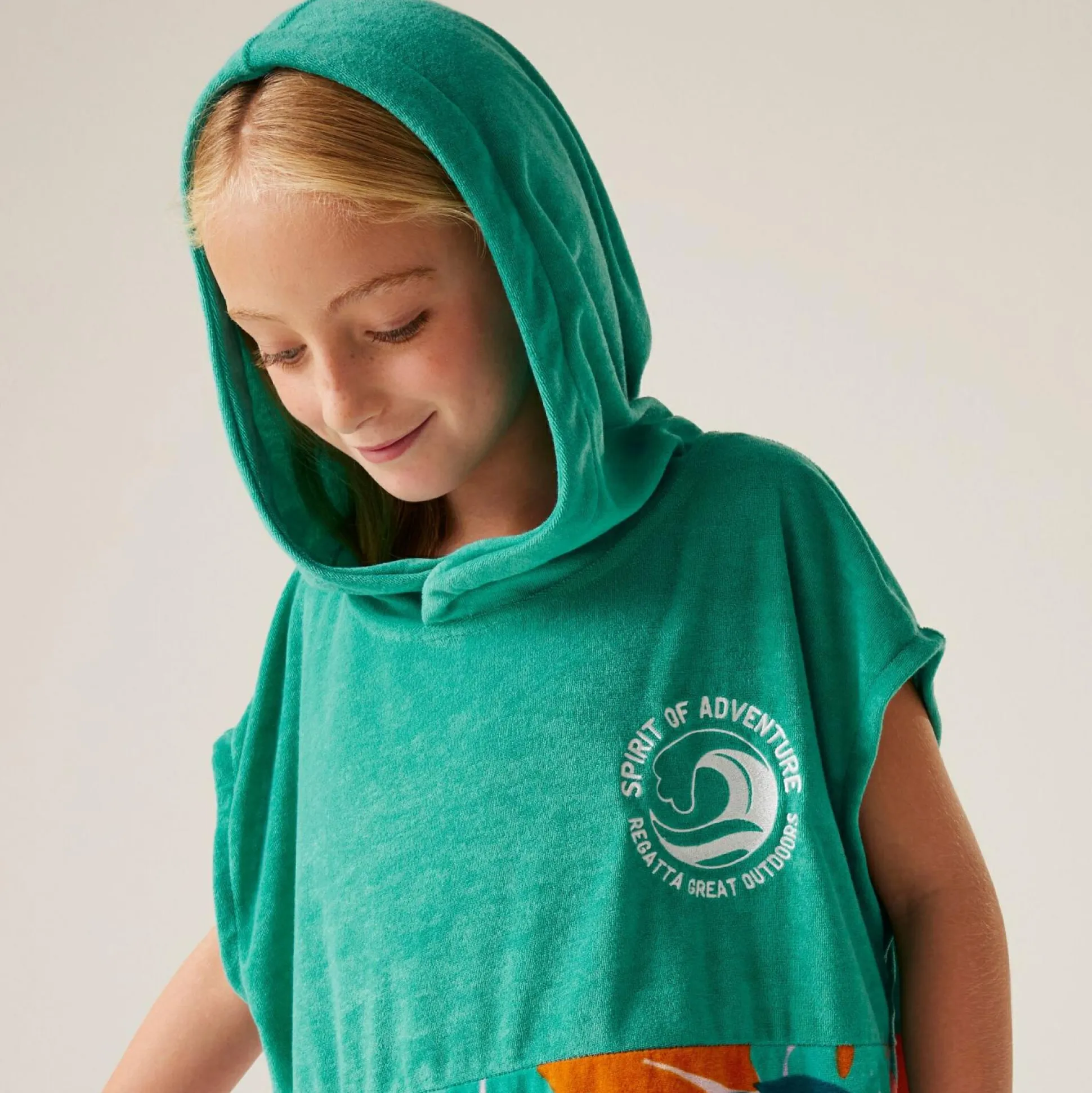 Kids' Towel Robe II | Turquoise/Tropical Leaf