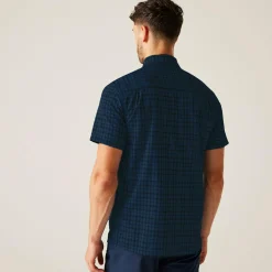 Men's Begarno Short Sleeve Shirt | Moonlight Denim Navy Check