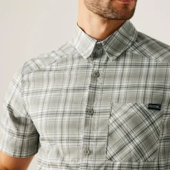 Men's Begarno Short Sleeve Shirt | White Golden Sand Treetop Check