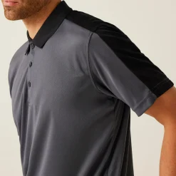 Men's Contrast Coolweave Quick Wicking Polo Shirt | Seal Grey Black