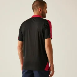 Men's Contrast Coolweave Quick Wicking Polo Shirt | Black Classic Red