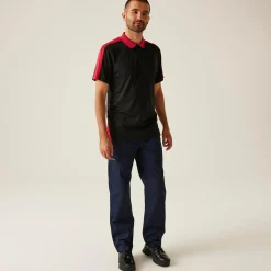 Men's Contrast Coolweave Quick Wicking Polo Shirt | Black Classic Red