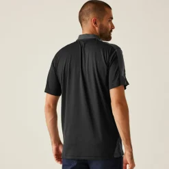 Men's Contrast Coolweave Quick Wicking Polo Shirt | Black Seal Grey