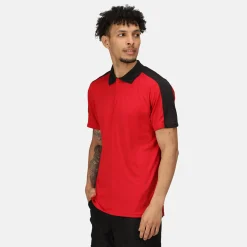 Men's Contrast Coolweave Quick Wicking Polo Shirt | Classic Red Black