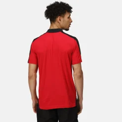 Men's Contrast Coolweave Quick Wicking Polo Shirt | Classic Red Black