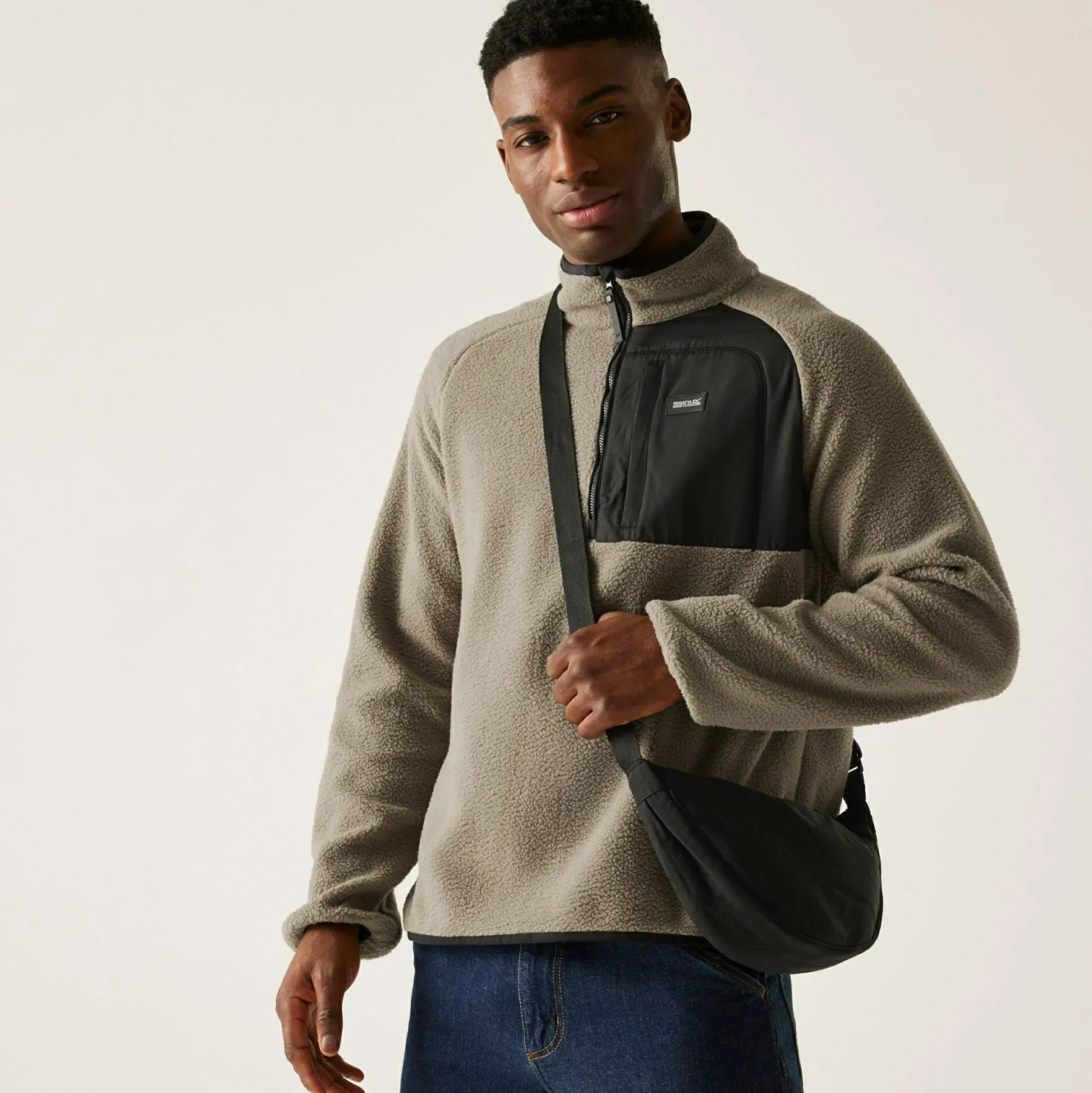 Men's Frankie Borg Half Zip Fleece | Brown
